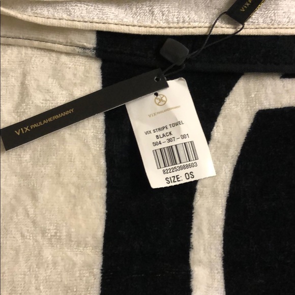 VIX PAULA HERMANNY STRIPE BLACK WHITE TOWEL - Picture 3 of 4